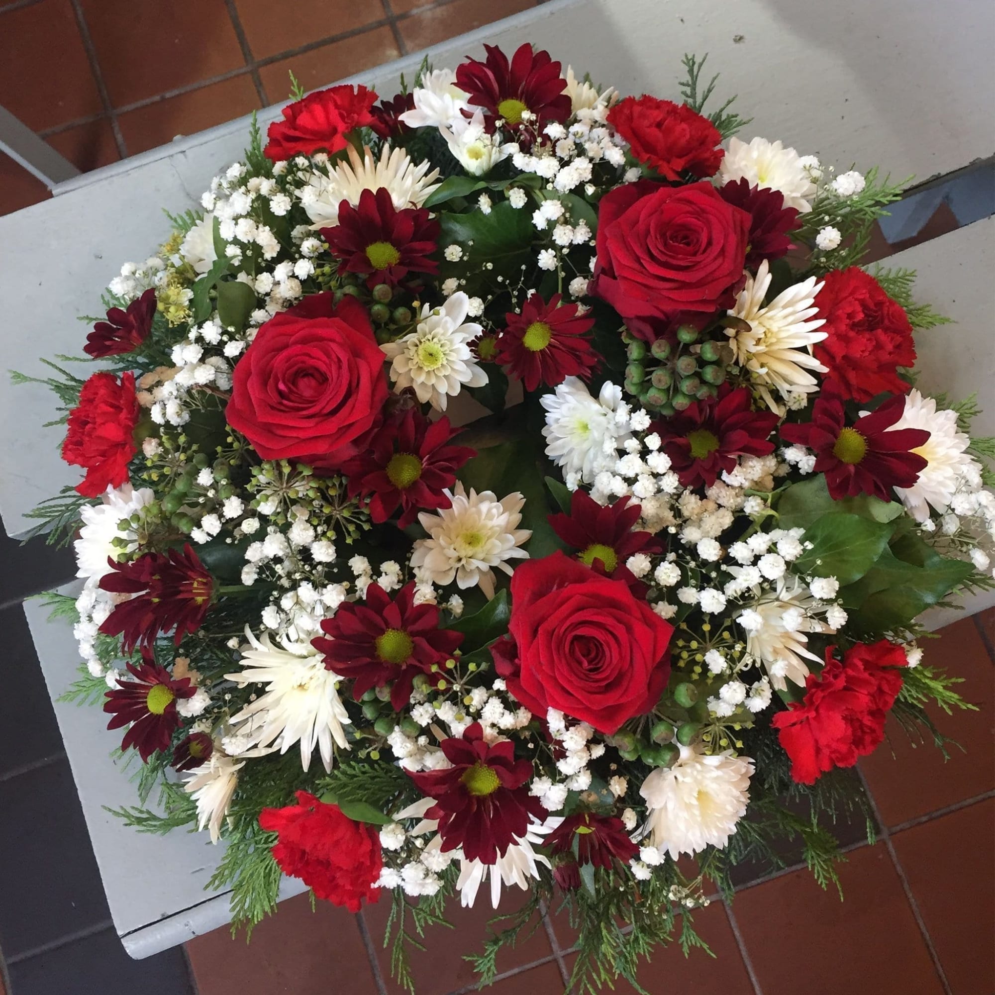 red white funeral wreath tipperary