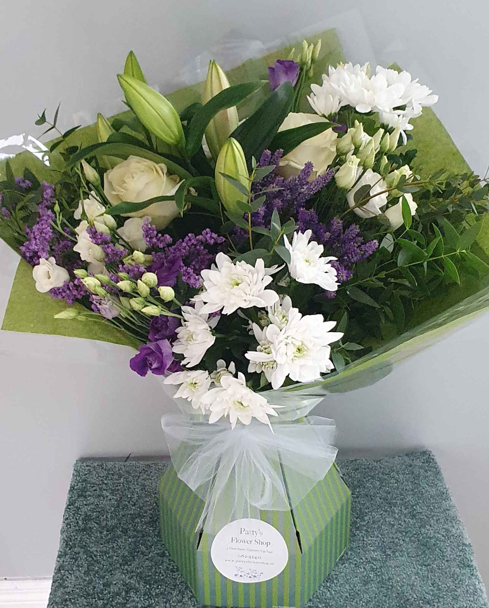 White, Purple and Green Bouquet | Patty's Flowers