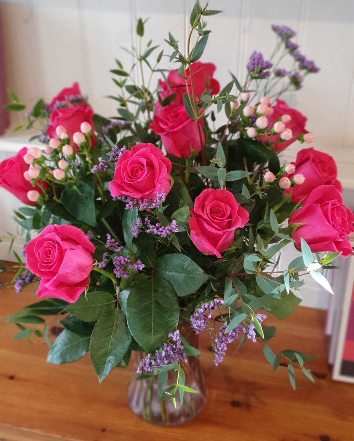 12 Pink Roses in a Vase | Patty's Flowers