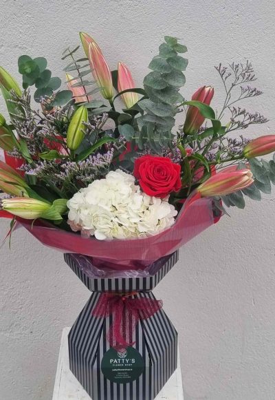 Lilies, Rose and Hydrangea Hand-Tied Bouquet