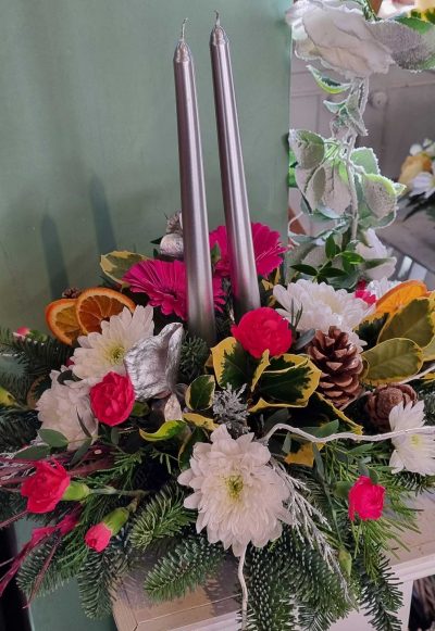 Silver Candle Arrangement