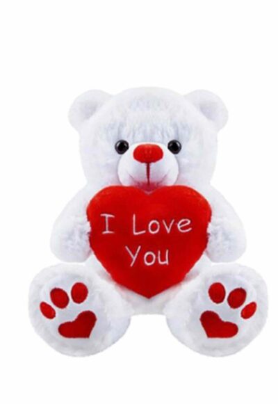 White Teddy with I Love You Heart